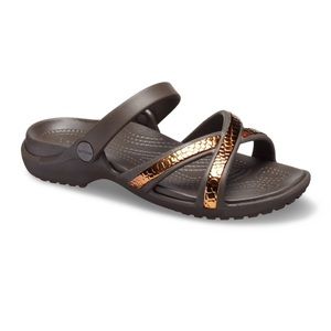 NWT Crocs Meleen Metal Texture X-Band Sandals